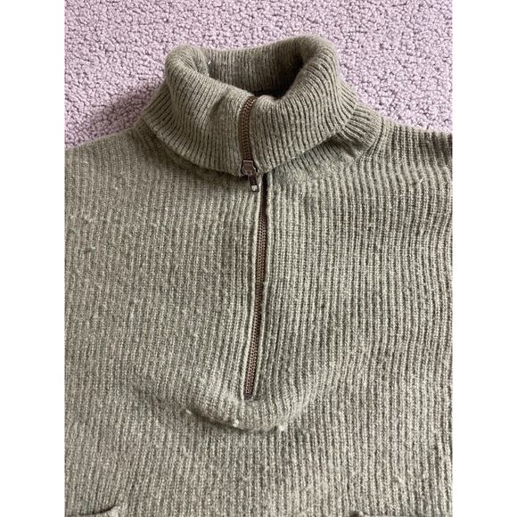 Madewell‎ Merino Wool Blend Mock Neck Size medium 14/ zip green pullover - Picture 3 of 6